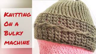 Ladies Machine Knitted Hat with a Crochet Cable Hem-free pattern