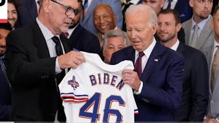 Joe Biden makes gaffes while hosting Texas rangers at White House....😁😁😁😂😂😂