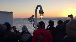 1 JAN 2017 JAPAN SUNRISE over TOKYO BAY on the TOKYO-WAN FERRY from KURIHAMA to CHIBA