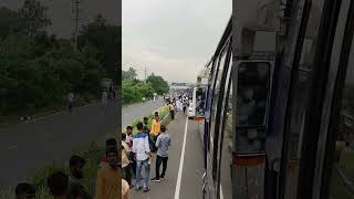 jam in mawa dhaka highway due to bus Accident