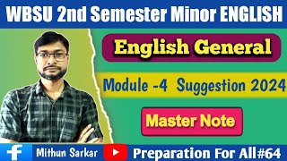 WBSU 2nd Semester English Minor Suggestion 2024 // wbsu general Elective English