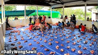 Selesai Pemotongan Sapi Kurban Lanjut Bungkus Daging // Suasana Hidup di Perkebunan Sawit