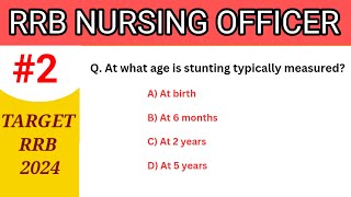 RRB Nursing Officer Exam 2024 || MCQ For RRB Staff Nurse Exam || #2