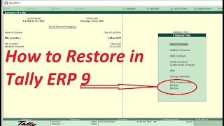 How to Restore data in Tally ERP 9 || Tally restore company || Restore data in tally ERP 9 | md tech