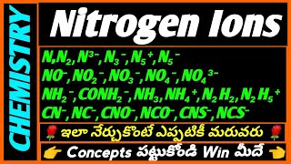 What are Nitrogen Polyatomic Ions ?and What are it's Names & Formulas Detailed Explanation in Telugu