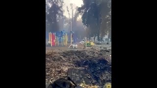 Russian Missile Strike Destroys Children's Playground in Taras Shevchenko Park, Kyiv