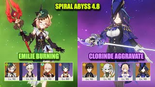 Emilie Burning & Clorinde Aggravate | Spiral Abyss 4.8 | Genshin Impact