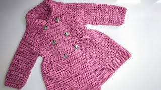 Crochet #73 How to crochet double breasted coat / cardigan for girls / Part 2