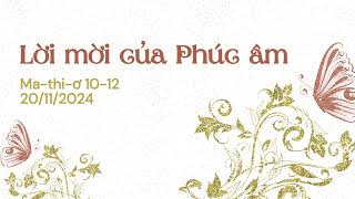 Tĩnh nguyện 20/11/2024 -LỜI MỜI CỦA PHÚC ÂM