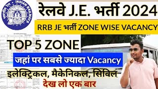 RRB JE भर्ती 2024 TOP 5 ZONE जहां पर Vacancy है अधिक इलेक्ट्रिकल, मैकेनिकल,सिविल #RRB #JE #रेलवे