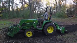 John Deere 3038e ***COMPACT UTILITY TRACTOR***  Tilling ground for more lawn area