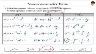 Puissances - 4 - Ex 3 Séries ABC - 3ème