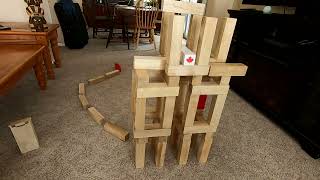 single shot video of toy wooden blocks