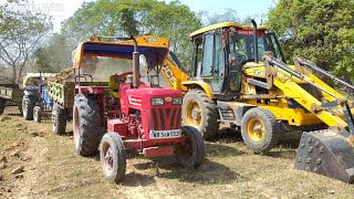 Jcb 3dx Eco Backhoe Loading Mud in Mahindra 475 Di Tractor | Jcb Tractor Cartoon | Jcb Tractor | Jcb