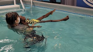 ISR swim instructor shaping my toddler's back float