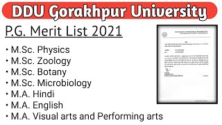 DDU P.G. Merit list 2021 | DDU ने जारी किया PG Courses का Cutoff list 2021