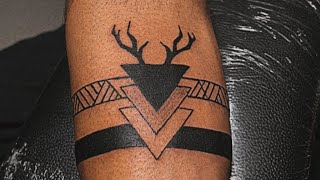 ￼ Coustomize Arm Band With Triangle & Dear Horn | dera band |Triangle Tattoo | arm band tattoo