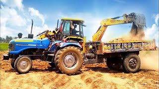 New Jcb 3dx Backhoe Machine Loading Mud In Old Sonalika Di 35 RX Tractor | Jcp Cartoon | Jcb Tractor