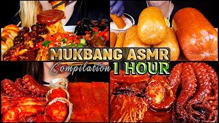 Mukbang ASMR 1 Hour Eating Spicy Bacon Sausage | Spicy Seafood Boil | Spicy Mushrooms | Yosii ASMR