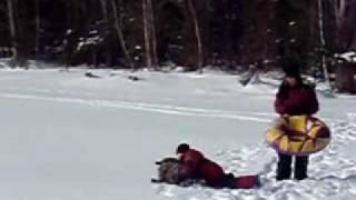 Sledding at Abercrombie Golf Course, NS 2008