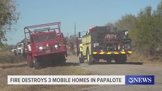 Fire destroys 3 mobile homes in Papalote