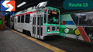 SEPTA - Ride Aboard 1981 Kawasaki #9055 on Route 13 to Yeadon "a 🦅🟢Eagles Xmas Trolley " Full ride