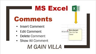 MS Excel   Comments | How to work with comments in Excel | How to insert comment in excel | 2019