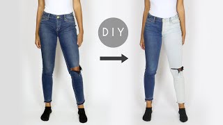 DIY Two-Tone Half Bleached Jeans