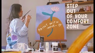 stepping out of my comfort zone 🐛 paint with me 💗 cozy art vlog