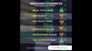 Indicadores económicos para el día Miércoles 26 de abril de 2023, en Colombia.