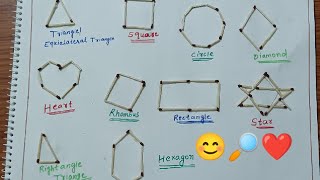 matchstick Activity  work ☺|| Maths shapes 2D🙂🙂 ||Matchstick Activity||School Project