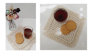 DIY  Macrame coaster | آموزش زیر لیوانی مربع در مکرومه بافی