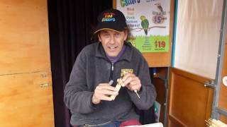 Royal Melbourne Show, Geelong, bird whistles and camel caller being demonstrated, 2018