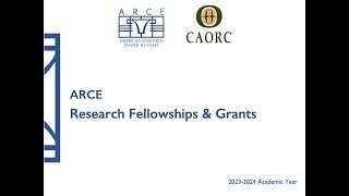 2023-2024 ARCE Fellowship Tutorial