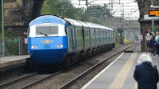 Blue Pullman HST 43049 and 43046 pass Hartford Station in Cheshire 29th July 2022