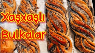 Xaşxaşlı Bulka Resepti | Lalə toxumu ilə bulka | Buns with poppy seeds | Булочки с маком | asmr