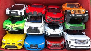 Box Full of Model Cars /Nissan GTR R35, Honda Civic, McLaren Senna, Bugatti Centodieci, BMW M4