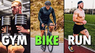 TRIPLE Training Day As A Hybrid Athlete (Gym/Bike/Run)