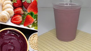 VITAMINA DE AÇAÍ COM BANANA E MORANGO - ENERGIZANTE