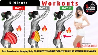 Best Exercises for Hanging Belly 👙 30-MINUTE STANDING EXERCISE FOR FLAT STOMACH FOR WOMEN