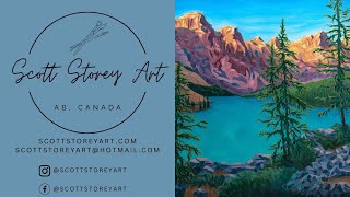 Timelapse Artist Creating Landscape Oil Paintings! MORAINE LAKE inspired, Canadian Rockies!