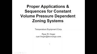 Variable Volume & Temperature (VVT) Systems - Webinar 6/5/20