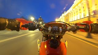 Бесконечное вилли с Honda XR650R 2000 и Алёной. Обзорная экскурсия по Санкт-Петербургу на мотарде.