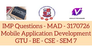 IMP Question - MAD - 3170726 | Question Bank of Mobile Application Development | GTU MAD IMP OF EXAM