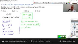 MABA VESTIBULARES  -  UFG  -  2018  -  DILUIÇÃO  -  QUÍMICA  -  Com prof. Cristiano Andrade