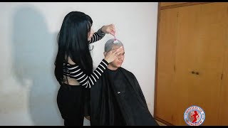 Barberette Scarlett - Revenge Headshave - Part 3 , Razor Shave - Full Body Angle