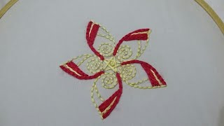 Hand embroidery of a flower pattern