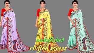 💞embellished sarees collection💞fancy floral print chiffon sarees online shopping💞party wear saree 12