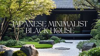 Japanese Minimalist Black House Design in a Tranquil Zen garden