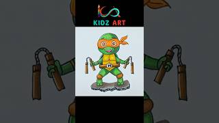 Drawing Cute Michelangelo | Teenage Mutant Ninja Turtles #shorts #drawing #howtodraw